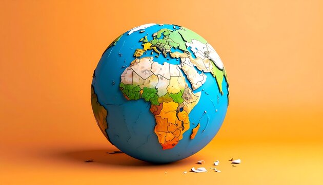 Stylized 3D globe on orange