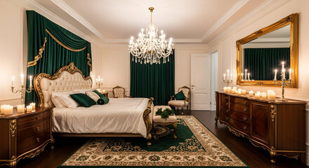 Luxurious Bedroom Interior Featuring Exquisite Furnishings and Elegant Decor Elements