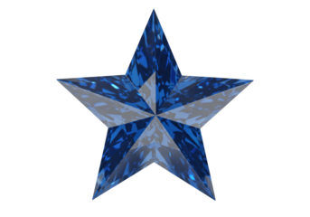 Isolated faceted blue star element shining brightly for design and decorative purpose