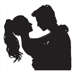 Whispers of Love in the Silhouette, black color  vector   , solide white colour background 