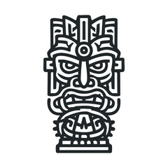 Obraz premium Ancient tribal mask design for cultural projects or events. Vector outline illustration