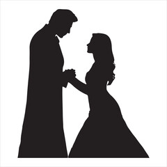 Whispers of Love in the Silhouette, black color  vector   , solide white colour background 