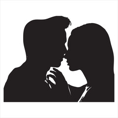 Whispers of Love in the Silhouette, black color  vector   , solide white colour background 