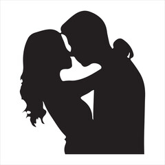 Whispers of Love in the Silhouette, black color  vector   , solide white colour background 