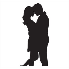 Whispers of Love in the Silhouette, black color  vector   , solide white colour background 