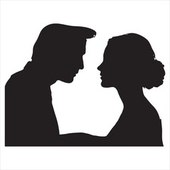 Whispers of Love in the Silhouette, black color  vector   , solide white colour background 