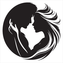 Whispers of Love in the Silhouette, black color  vector   , solide white colour background 
