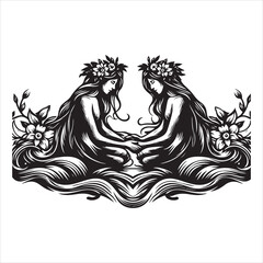 Whispers of Love in the Silhouette, black color  vector   , solide white colour background 