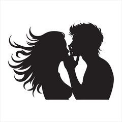 Whispers of Love in the Silhouette, black color  vector   , solide white colour background 