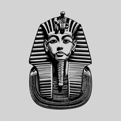 Egyptian Pharaoh Silhouette Sign Retro Flat Icon Concept, Pharaoh Vector Artwork, Black Icon Egyptian Pharaoh Illustration Vector Design
