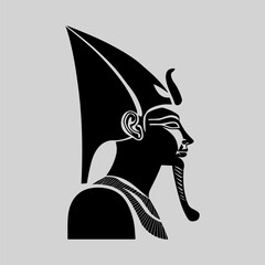Egyptian Pharaoh Silhouette Sign Retro Flat Icon Concept, Pharaoh Vector Artwork, Black Icon Egyptian Pharaoh Illustration Vector Design
