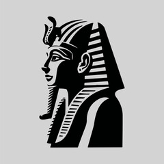 Egyptian Pharaoh Silhouette Sign Retro Flat Icon Concept, Pharaoh Vector Artwork, Black Icon Egyptian Pharaoh Illustration Vector Design