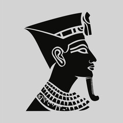 Egyptian Pharaoh Silhouette Sign Retro Flat Icon Concept, Pharaoh Vector Artwork, Black Icon Egyptian Pharaoh Illustration Vector Design