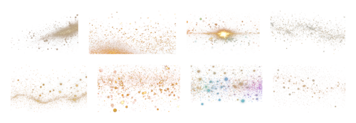 PNG Vibrant cosmic galaxy collage, element set on transparent background