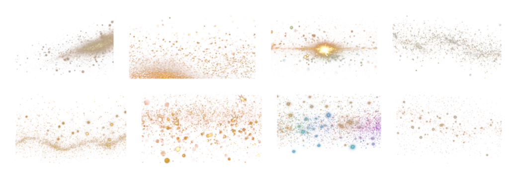 PNG Vibrant cosmic galaxy collage, element set on transparent background