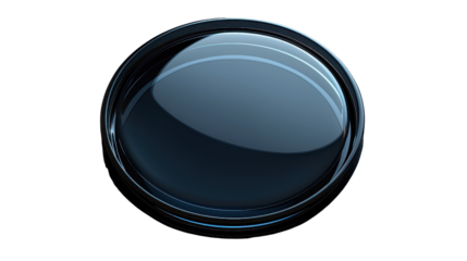 Close-up of a blank, round silver metal button, isolated on a white background