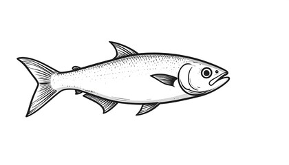 Fototapeta premium Detailed, elegant line art illustration of a fish, showcasing its form and fin details.