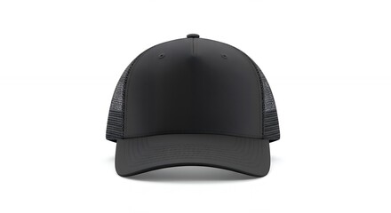 Fototapeta premium Black trucker hat isolated on white background for design and mockups