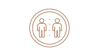 Social distancing icon.  Two figures apart