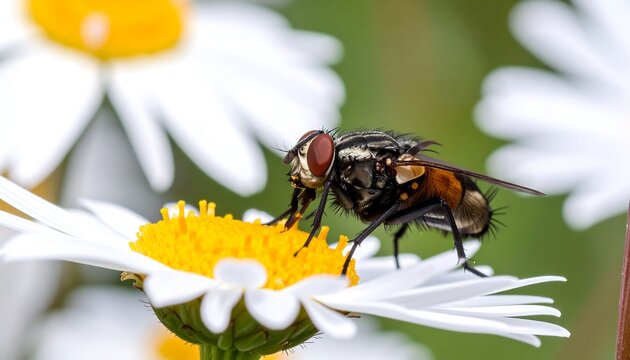 Close-up of fly on a daisy