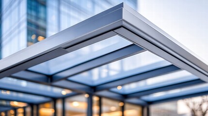 The glass roof canopy creates a striking architectural detail, with modern design elements.