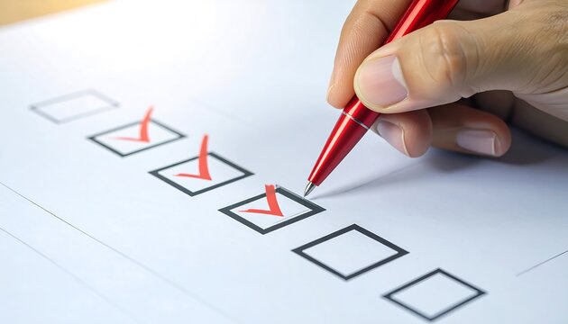 Hand checking boxes on a list