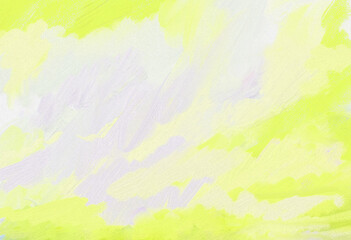 Impressionistic Bright Illuminated or Backlit Cloud in Sky Digital Painting, Art or Illustration w/Paint & Canvas Texture in Neon Yellow