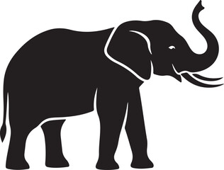 Obraz premium Majestic African Elephant Silhouette Standing Proudly Symbolizing Strength and Wisdom Wildlife Conservation Animal Art Vector Graphic Design Isolated on White Background