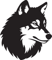 Obraz premium Striking Black and White Wolf Head Illustration with Intricate Details Showcasing Strength and Wildness Depicted Through Clean Lines and a Focused Gaze for Vector Graphics
