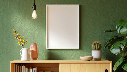 Modern living room interior blank frame mockup