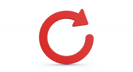 Red arrow circular symbol representing direction and iteration