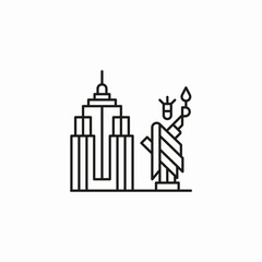 statue of liberty with skyscrapers icon sign vector