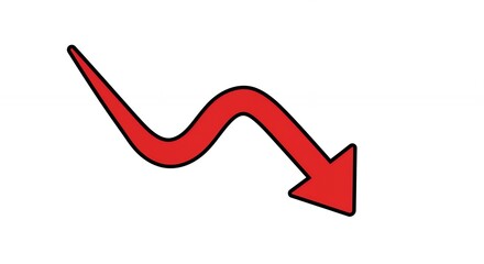 Red wavy arrow vector graphic design element isolated