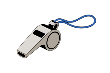 Classic silver whistle with blue lanyard for coaches and referees