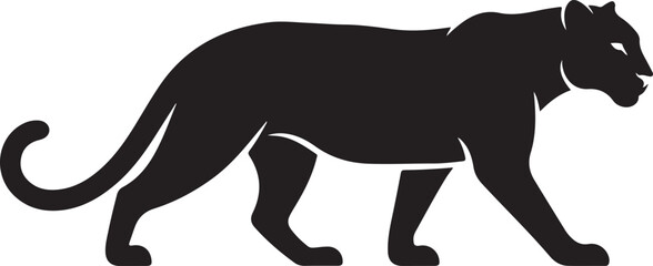 Obraz premium Elegant Silhouette of a Black Panther Walking Forward Symbolizing Power and Grace in Simple Artistic Form Vector Illustration