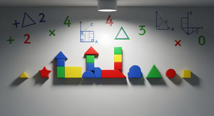 Mathematical Shapes And Figures Forming Creative Structures Within A Bright Environment