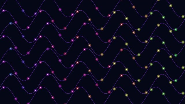 Vibrant and dynamic, this image is a seamless pattern showcasing colorful waves composed of different colored lines arranged in a wavy design, creating an engaging visual texture