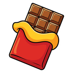 Cartoon chocolate bar, a sweet and tempting design for candy packaging, dessert illustrations, or confectionery promotions