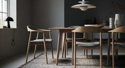 Minimalist Dining Room Design Featuring Wooden Furniture And Subtle Lighting