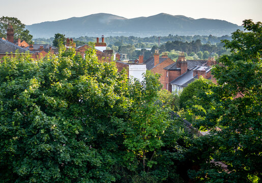 View from Fort Royal Park,looking west to the Malvern Hills,Worcestershire.