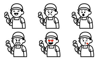set character plumber with emotion vector
Vector set character with emotions joy, sadness, satisfaction, anger, love, kiss