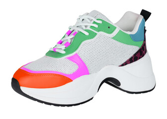 Chunky sneaker with orange and pink accents