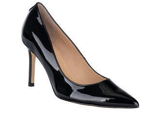Elegant black patent leather stiletto shoe