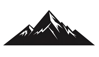 A stylized, black and white silhouette of a majestic mountain range against a plain background.