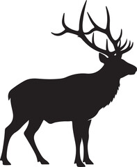 Fototapeta premium Majestic Elk Silhouette Standing Tall with Antlers in Focus Illustration for Wildlife and Nature Projects a Bold and Striking Graphic