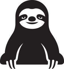 Fototapeta premium Black and white sloth vector illustration perfect for logos and graphics featuring a minimalist design and clean lines symbolizing relaxation and slow living suitable for eco conscious brands