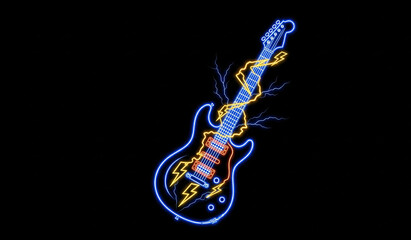 guitar and music notes vector  in abstract black background