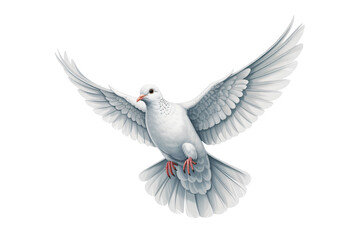 Obraz premium Majestic white dove soaring gracefully, wings spread in peaceful flight