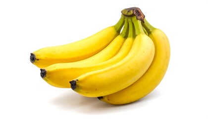 Bunch of ripe bananas against white background