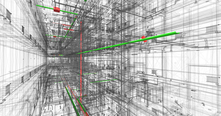 3D BIM clash detection of MEP systems in building design